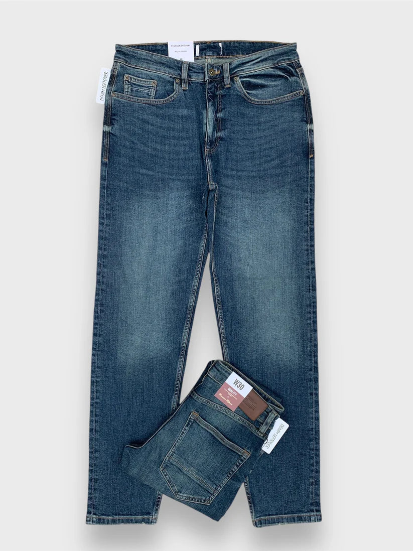 Men's Slim Fit Vintage Dark Blue Jean