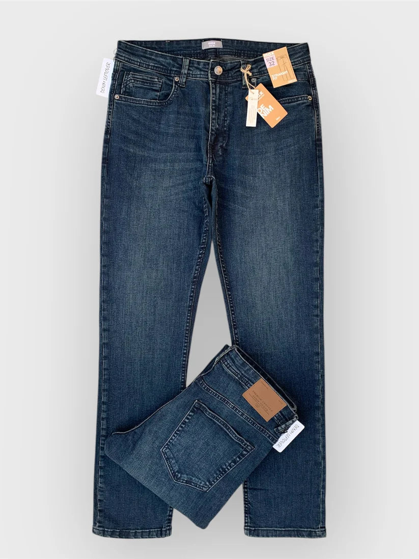 Men's Straight Fit Vintage Dark Blue Jean